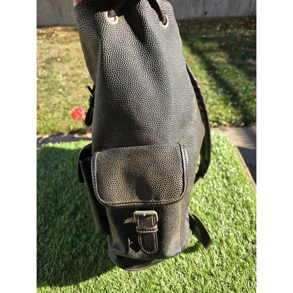 Vtg Walt Disney World Large Rucksack Backpack Brown Faux Leather 3 Pockets - Picture 7 of 16